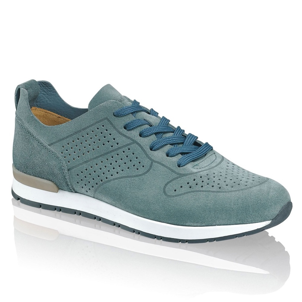 Aquatalia Timmy Suede Lace Up Dress Sneakers Men Size 9.5 Gray Blue